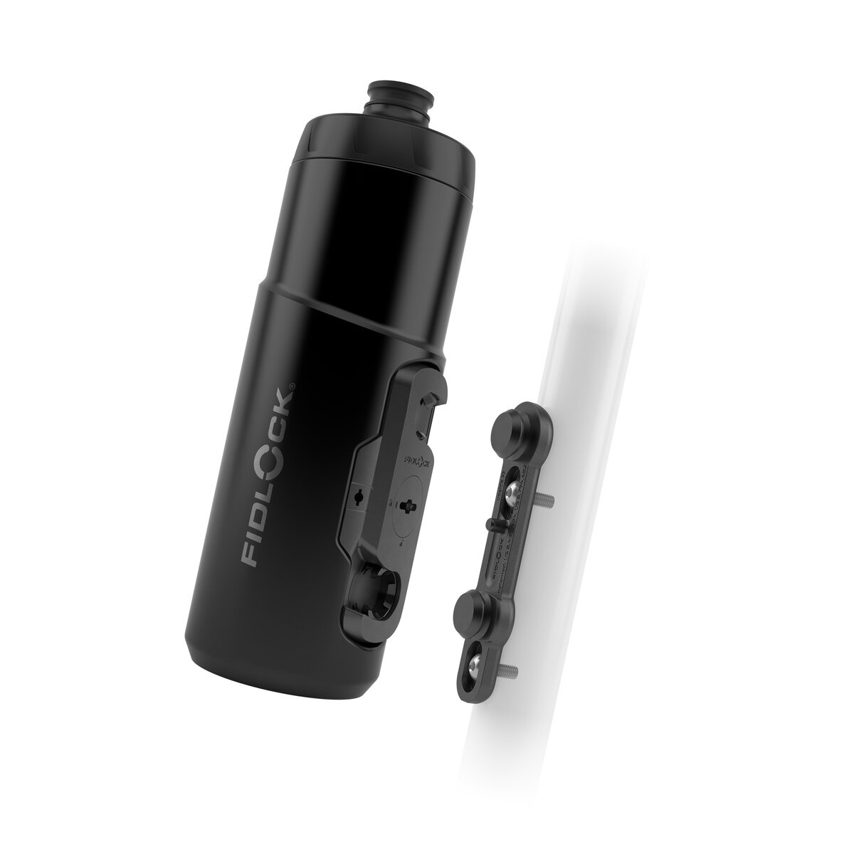 Fidlock TWIST Trinkflasche 600 ml – Set (mit Bottle Connector, mit Bike Base). Black.